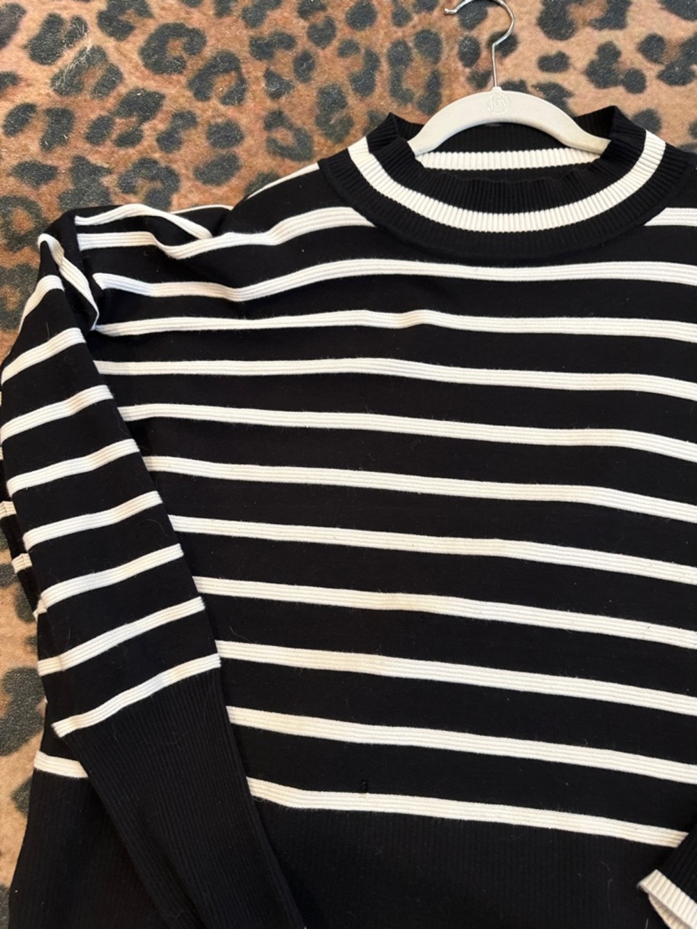 Striped Black and White Crew Neck Sweater - Picture 4 of 4